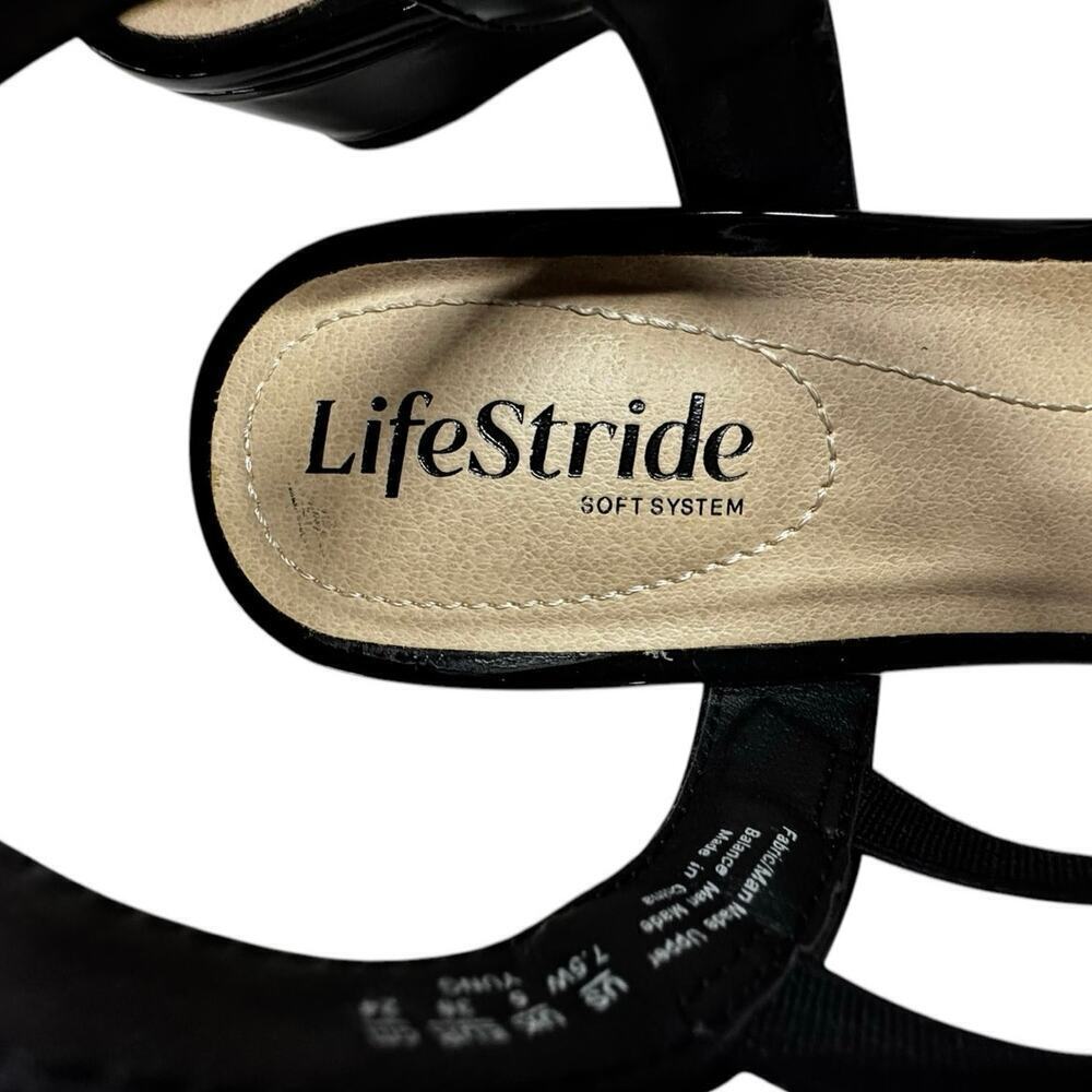 Life Stride Black Patent Strappy Sandal Size 7.5 - Picture 7 of 11